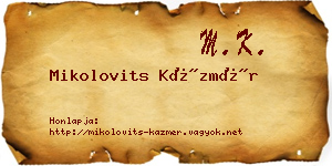 Mikolovits Kázmér névjegykártya